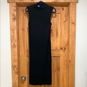 A New Day Black Ribbed Mock Neck Sheath Dress